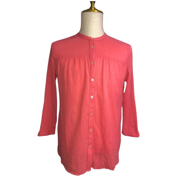 Loft Blouse Long Sleeve Large Gauze Lightweight Casual Flowy Comfy Coral - Picture 1 of 6